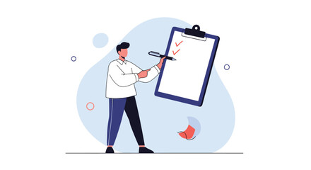 Person reviewing a detailed checklist on a clipboard with a pen marking off completed tasks and checks during a productive work session