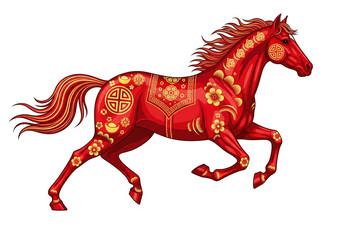 Obraz premium Year of Horse Image, Isolated Horse Image, Lunar new year Horse Zodiac, Chinese Zodiac Horse Shio Image, Isolated Horse Shio Image.