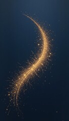 Modern Abstract Digital Illustration Golden Sparkling Light Trail Dark Blue Background - Festive Magic ’s Eve Celebrations Invitations