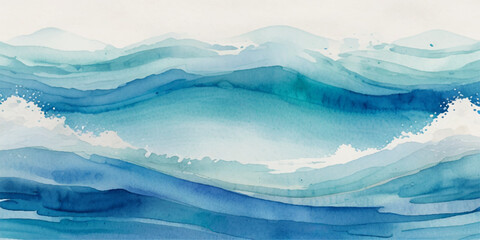 Beautiful soft blue sea water, ocean wave background. Soft blue and white hand printed creative marble texture ocean background.	