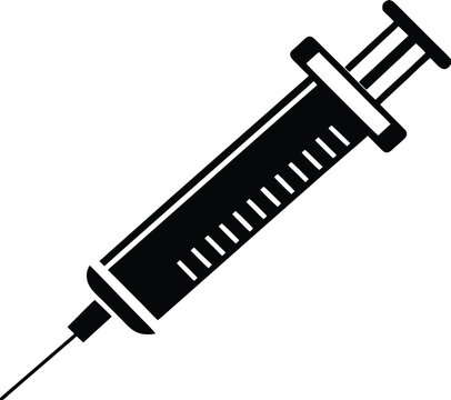 recommend clip art: Syringe silhouette drawing, medical tool line art, injection device vector, healthcare equipment icon, minimal outline illustration