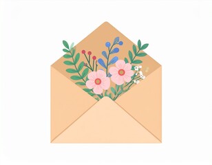 Romantic symbol letter with message of spring, summer or love, cute envelope.
