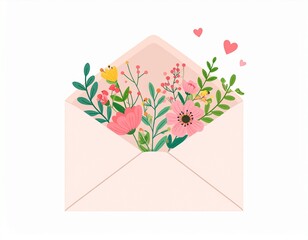 Romantic symbol letter with message of spring, summer or love, cute envelope.
