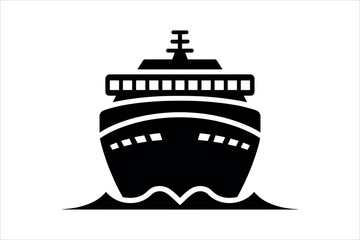 Black cruise ship sailing on water vessel boat