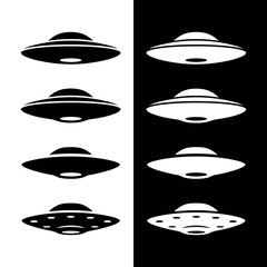 UFO icon. Symbol of fantasy, mysticism or space.Flying saucer, attribute of an alien or extraterrestrial civilization. Spacecraft.