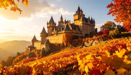 Hilltop castle in autumn