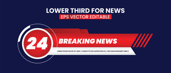 Lower third tv header, headline and news bars. Vector modern colorful red white. video title or television news bar isolated template.	
