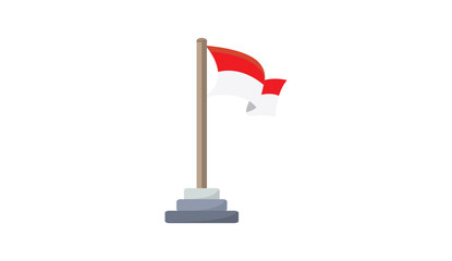 Indonesian red and white flag on pole vector illustration
