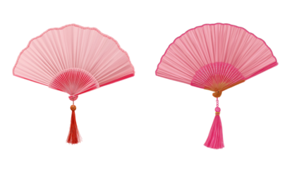 A Delicate Pink Hand Fan PNG Transparent Background