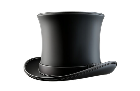 Cylinder black top hat on transparent background. cutout
