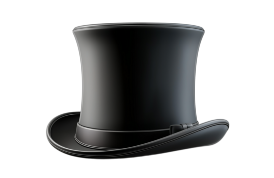 Cylinder black top hat on transparent background. cutout