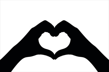Black heart shape formed by hands love gesture