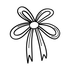 Funny Christmas bow. Christmas, New year concept. Hand drawn illustration