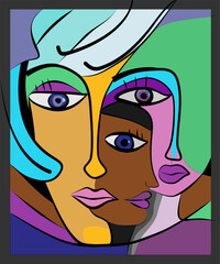 Colorful background, cubism art style,abstract portrait