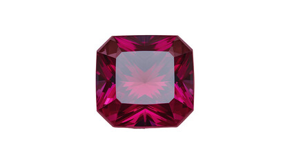 Large Faceted Red Gemstone &ndash; Brilliant Ruby with Polished Cuts Isolated on Transparent Background