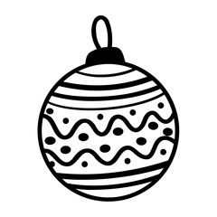 Funny Christmas ball. Christmas, New year concept. Hand drawn illustration
