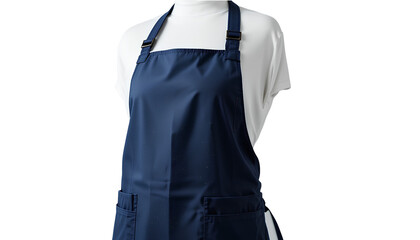 Navy Blue Full-Length Apron – Adjustable Cooking Apron with Front Pockets Isolated on Transparent Background