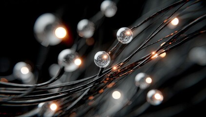 Abstract network of glowing orbs