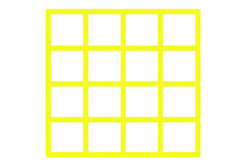 Yellow grid creating twelve squares on a transparent background, ideal for image collages or mood boards