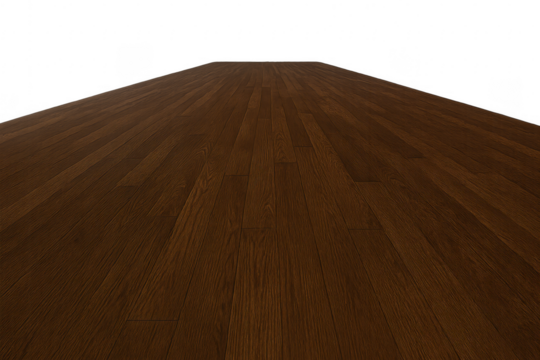 Empty dark wooden floor vanishing into transparent background