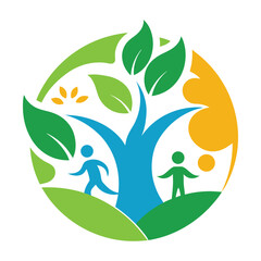 people,tree,leaf,ecology,nature,logo,wellness vector art