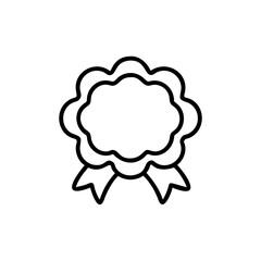 Outline a decorative award ribbon rosette with flowing streamers decoration symbol