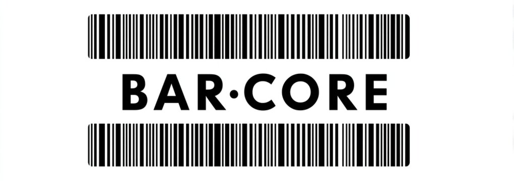 Black and white barcode graphic with the text "BAR-CORE" in the center