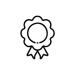 Outline award ribbon rosette icon on symbol