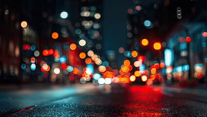Blurry city lights at night