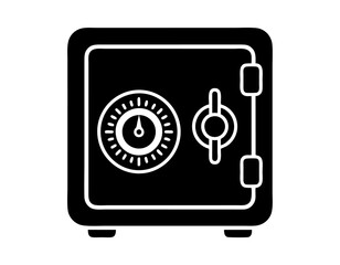 Monocolor vector icon of a safe with a dial lock