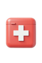 Obraz premium A square, coral-colored first-aid kit icon.