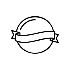 Outline circle with horizontal ribbon banner graphic vector