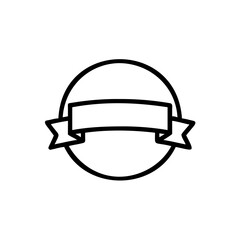 Outline circular frame with horizontal banner ribbon circle