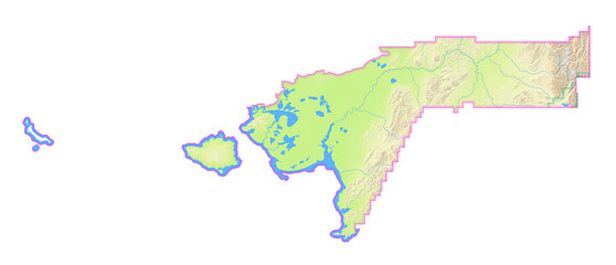 Obraz premium Map of the County Bethel (Alaska, US) showing the isolated County with relief representation. No Lables.