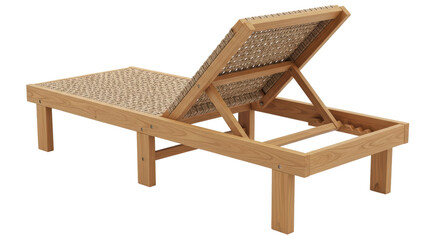 Isolated wooden deck chair