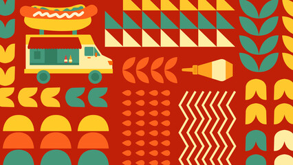 Vintage Hot Dog And BBQ Background