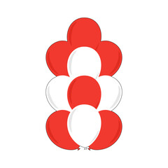 collection of red and white balloons flat design. two-color balloon decoration. red and white Carnival balloons