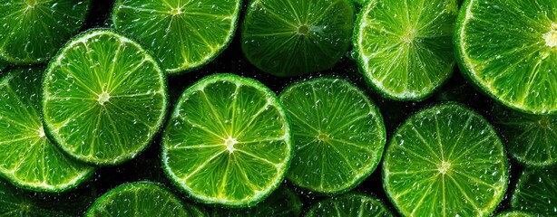 Close-up of many lime slices