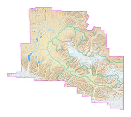 Map of the County Copper River (Alaska, US) showing the isolated County with relief representation. No Lables.