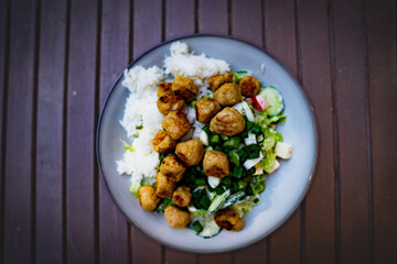 Air Fryer Chicken Meatballs with Fresh Salad – Healthy Meal