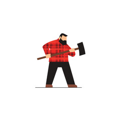 Bearded lumberjack with axe vector illustration isolated on a white background perfect for t-shirt design posters stickers and much more