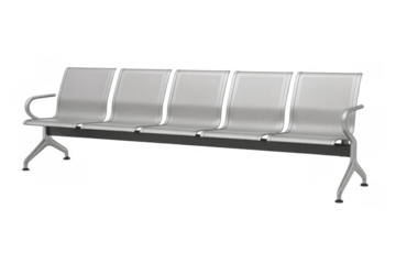 Modern five seater waiting chair isolated on transparent background