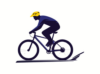Cyclist wearing helmet riding bicycle vector illustration isolated on white background sports activity concept for print web design banner poster sticker card