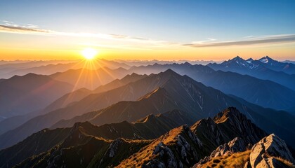 Mountains at the sunset glow