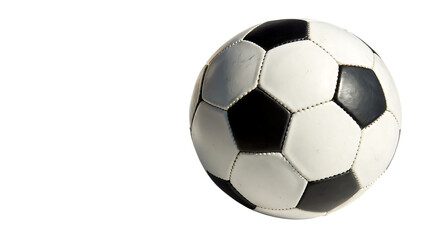 Fototapeta premium Soccer ball and ground shadow isolated on white background PNG. AI GENERATED.
