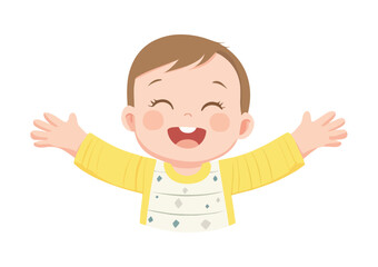 Happy baby boy with open arms vector illustration isolated on white background perfect for greeting cards childrens books posters and apparel designs