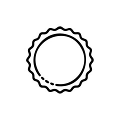 Circular stamp with wavy edge dashed line detail circle round