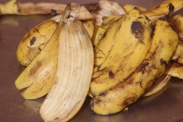 banana peels close up