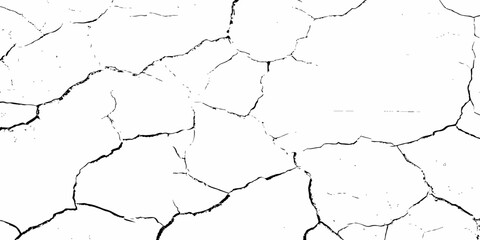 black and white dust and cracked concrete wall Texture pattern design element white background.