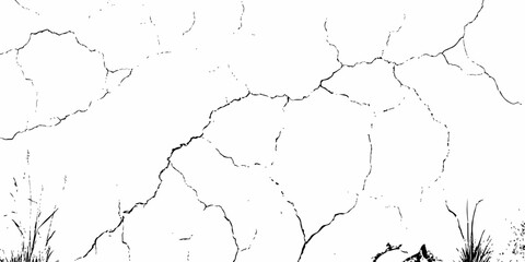  black and white dust and cracked concrete wall Texture pattern design element white background.